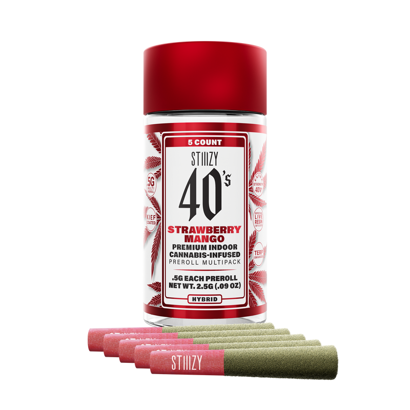 STIIIZY 40s Preroll Multi Pack β Strawberry Mango (5Γ0.5g)